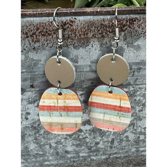 Beautiful Beachy Cork Leather Earrings - Picture 1 of 4